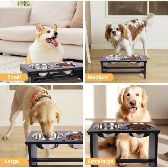 Nothing Burger Raised Dog Bowls for Large Dogs, Dog Bowl with Stand, Bamboo with 2 Stainless Steel Bowls (Grey) Nothing Burger Raised Dog Bowls for Large Dogs, Dog Bowl with Stand, Bamboo with 2 Stainless Steel Bowls (Grey)