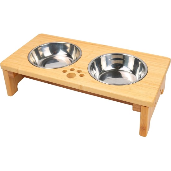 Nothing Burger Raised Dog Bowls for Large Dogs, Dog Bowl with Stand, Bamboo with 2 Stainless Steel Bowls (Grey) Nothing Burger Raised Dog Bowls for Large Dogs, Dog Bowl with Stand, Bamboo with 2 Stainless Steel Bowls (Grey)