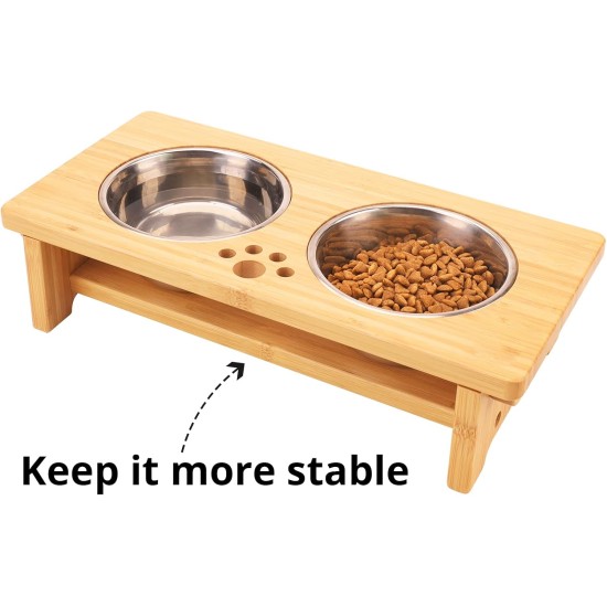 Nothing Burger Raised Dog Bowls for Large Dogs, Dog Bowl with Stand, Bamboo with 2 Stainless Steel Bowls (Grey) Nothing Burger Raised Dog Bowls for Large Dogs, Dog Bowl with Stand, Bamboo with 2 Stainless Steel Bowls (Grey)