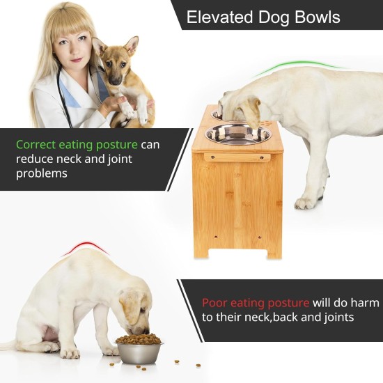 Nothing Burger Raised Dog Bowls for Large Dogs, Dog Bowl with Stand, Bamboo with 2 Stainless Steel Bowls (Grey) Nothing Burger Raised Dog Bowls for Large Dogs, Dog Bowl with Stand, Bamboo with 2 Stainless Steel Bowls (Grey)