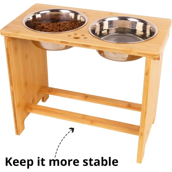 Nothing Burger Raised Dog Bowls for Large Dogs, Dog Bowl with Stand, Bamboo with 2 Stainless Steel Bowls (Grey) Nothing Burger Raised Dog Bowls for Large Dogs, Dog Bowl with Stand, Bamboo with 2 Stainless Steel Bowls (Grey)
