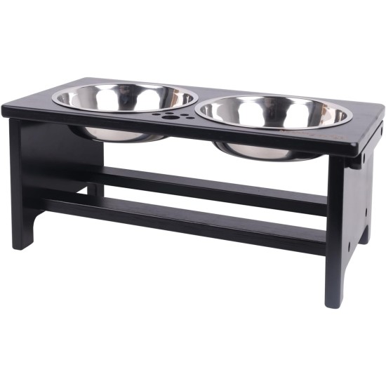 Nothing Burger Raised Dog Bowls for Large Dogs, Dog Bowl with Stand, Bamboo with 2 Stainless Steel Bowls (Grey) Nothing Burger Raised Dog Bowls for Large Dogs, Dog Bowl with Stand, Bamboo with 2 Stainless Steel Bowls (Grey)