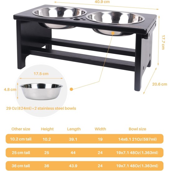 Nothing Burger Raised Dog Bowls for Large Dogs, Dog Bowl with Stand, Bamboo with 2 Stainless Steel Bowls (Grey) Nothing Burger Raised Dog Bowls for Large Dogs, Dog Bowl with Stand, Bamboo with 2 Stainless Steel Bowls (Grey)