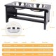 Nothing Burger Raised Dog Bowls for Large Dogs, Dog Bowl with Stand, Bamboo with 2 Stainless Steel Bowls (Grey) Nothing Burger Raised Dog Bowls for Large Dogs, Dog Bowl with Stand, Bamboo with 2 Stainless Steel Bowls (Grey)