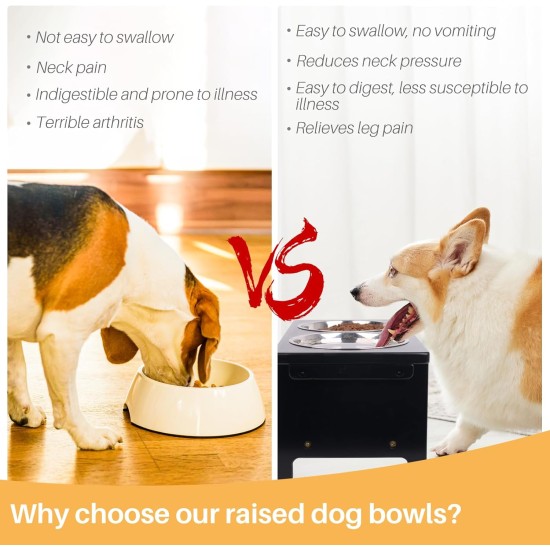 Nothing Burger Raised Dog Bowls for Large Dogs, Dog Bowl with Stand, Bamboo with 2 Stainless Steel Bowls (Grey) Nothing Burger Raised Dog Bowls for Large Dogs, Dog Bowl with Stand, Bamboo with 2 Stainless Steel Bowls (Grey)