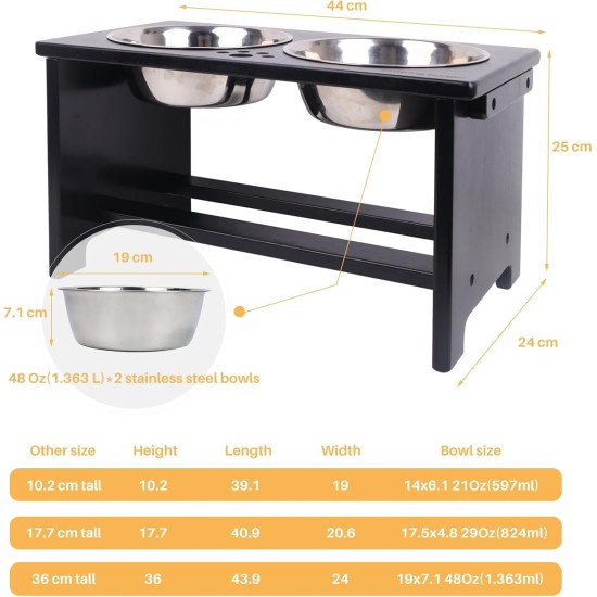 Nothing Burger Raised Dog Bowls for Large Dogs, Dog Bowl with Stand, Bamboo with 2 Stainless Steel Bowls (Grey) Nothing Burger Raised Dog Bowls for Large Dogs, Dog Bowl with Stand, Bamboo with 2 Stainless Steel Bowls (Grey)
