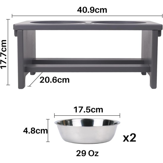 Nothing Burger Raised Dog Bowls for Large Dogs, Dog Bowl with Stand, Bamboo with 2 Stainless Steel Bowls (Grey) Nothing Burger Raised Dog Bowls for Large Dogs, Dog Bowl with Stand, Bamboo with 2 Stainless Steel Bowls (Grey)