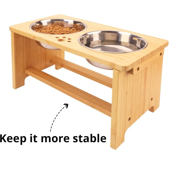 Nothing Burger Raised Dog Bowls for Large Dogs, Dog Bowl with Stand, Bamboo with 2 Stainless Steel Bowls (Grey) Nothing Burger Raised Dog Bowls for Large Dogs, Dog Bowl with Stand, Bamboo with 2 Stainless Steel Bowls (Grey)