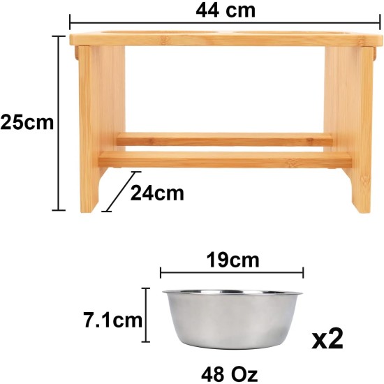 Nothing Burger Raised Dog Bowls for Large Dogs, Dog Bowl with Stand, Bamboo with 2 Stainless Steel Bowls (Grey) Nothing Burger Raised Dog Bowls for Large Dogs, Dog Bowl with Stand, Bamboo with 2 Stainless Steel Bowls (Grey)