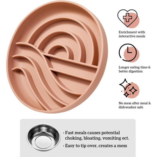 OHMO Anti-sling dog bowl, anti-slinging bowl dogs for cats puppies, healthy eating, stops bloating, non-slip, environmentally friendly silicone (coral) OHMO Anti-sling dog bowl, anti-slinging bowl dogs for cats puppies, healthy eating, stops bloating, non-slip, environmentally friendly silicone (coral)