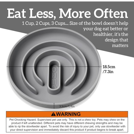 OHMO Anti-sling dog bowl, anti-slinging bowl dogs for cats puppies, healthy eating, stops bloating, non-slip, environmentally friendly silicone (slate grey) OHMO Anti-sling dog bowl, anti-slinging bowl dogs for cats puppies, healthy eating, stops bloating, non-slip, environmentally friendly silicone (slate grey)
