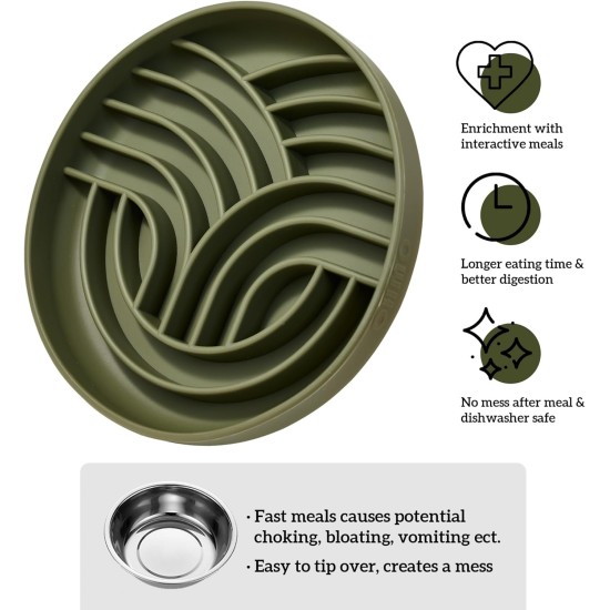 OHMO Anti-sling dog bowl, anti-slinging bowl dogs for cats puppies, healthy eating, stops bloating, non-slip, environmentally friendly silicone (slate grey) OHMO Anti-sling dog bowl, anti-slinging bowl dogs for cats puppies, healthy eating, stops bloating, non-slip, environmentally friendly silicone (slate grey)