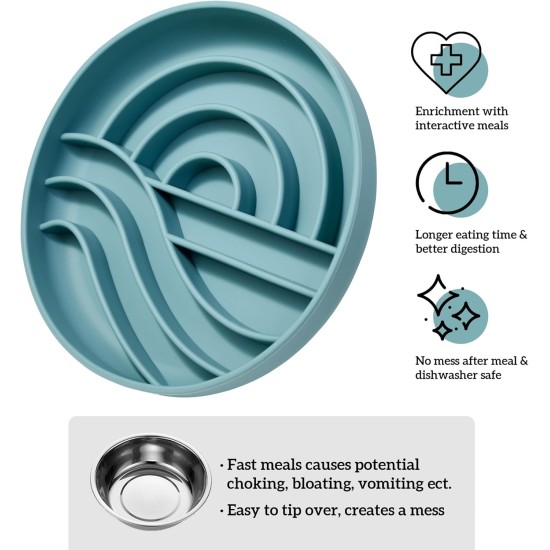 OHMO Anti-sling dog bowl, anti-slinging bowl dogs for cats puppies, healthy eating, stops bloating, non-slip, environmentally friendly silicone (slate grey) OHMO Anti-sling dog bowl, anti-slinging bowl dogs for cats puppies, healthy eating, stops bloating, non-slip, environmentally friendly silicone (slate grey)