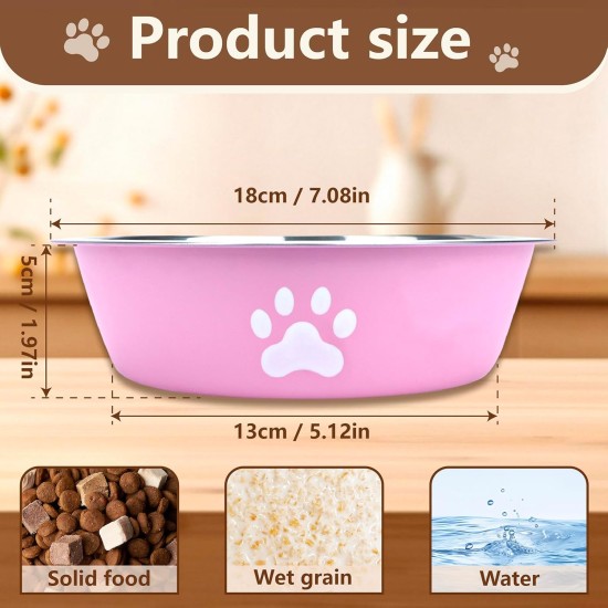 OYIWINMI Dog Bowl, Stainless Steel, Small Dogs, Food Bowl and Water Bowl with Non-Slip Silicone Base for Small, Medium Dogs and Cats (860 ml) Pack of 3 OYIWINMI Dog Bowl, Stainless Steel, Small Dogs, Food Bowl and Water Bowl with Non-Slip Silicone Base for Small, Medium Dogs and Cats (860 ml) Pack of 3