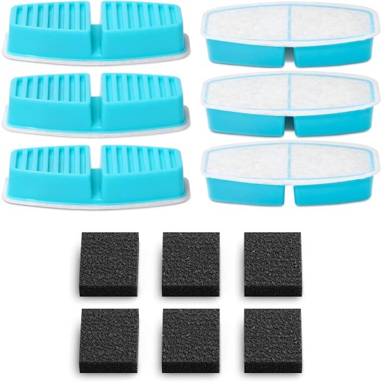 Official POOEKEN 12 Packs (6 Filter 6 Sponges) for B3 Battery Cat Fountain, Cat Fountain Replacement Filter with Activated Carbon Filter, Ultra Fine Fibre Official POOEKEN 12 Packs (6 Filter 6 Sponges) for B3 Battery Cat Fountain, Cat Fountain Replacement Filter with Activated Carbon Filter, Ultra Fine Fibre
