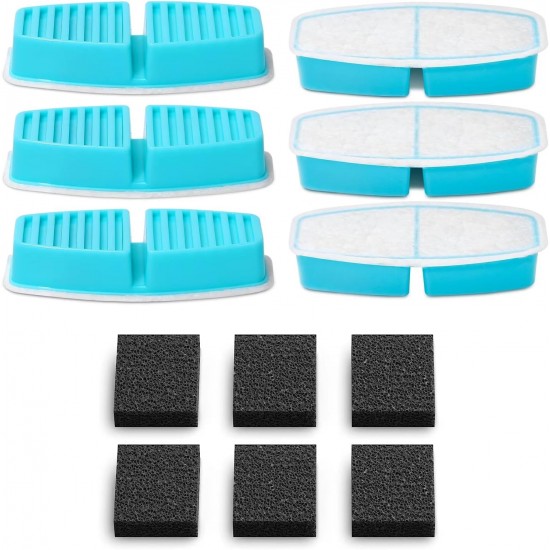 Official POOEKEN 12 Packs (6 Filter 6 Sponges) for B3 Battery Cat Fountain, Cat Fountain Replacement Filter with Activated Carbon Filter, Ultra Fine Fibre Official POOEKEN 12 Packs (6 Filter 6 Sponges) for B3 Battery Cat Fountain, Cat Fountain Replacement Filter with Activated Carbon Filter, Ultra Fine Fibre