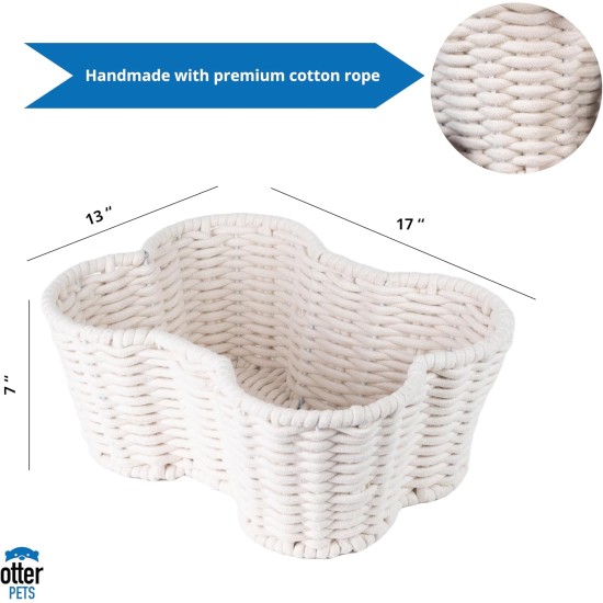 OtterPets Pet Toy Storage - Bone Shaped Basket - Cotton Rope Handmade - Dog Cat Toy Storage OtterPets Pet Toy Storage - Bone Shaped Basket - Cotton Rope Handmade - Dog Cat Toy Storage