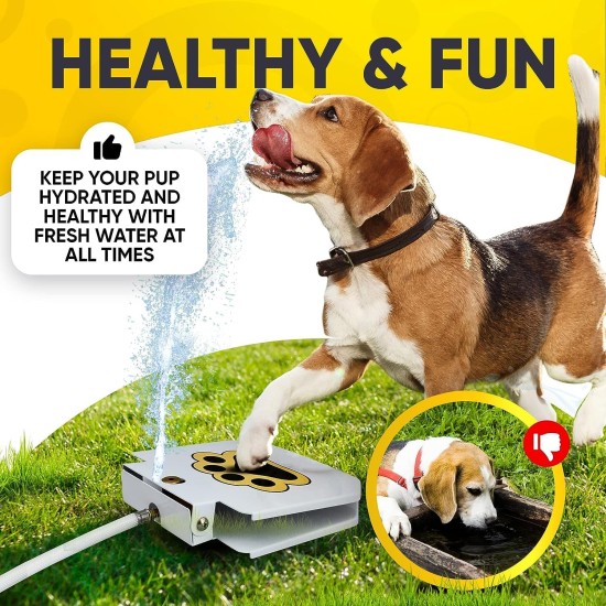 Outdoor Dog Pet Water Sprinkler, Easy Activated, Dog Water Fountain Toy, Paw Activated Drinking, Dog Water Fountain with Hose, Easy to Train Outdoor Dog Pet Water Sprinkler, Easy Activated, Dog Water Fountain Toy, Paw Activated Drinking, Dog Water Fountain with Hose, Easy to Train