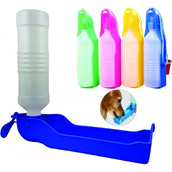 PARENCE. - 500ml Portable Dog Water Bottle / Collapsible Water Bottle for Dogs, Cats, Pets / Outdoor Activities - Mix of Colours (Green, Blue, Red, Pink)