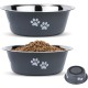 PETTOM Pack of 2 Stainless Steel Dog Bowls (860 ml), Feeding Bowl for Small Dogs and Cats, Stainless Steel with Non-Slip Silicone Base, Drinking Bowl for Dogs and Cats, S - 17.5 cm, Grey PETTOM Pack of 2 Stainless Steel Dog Bowls (860 ml), Feeding Bowl for Small Dogs and Cats, Stainless Steel with Non-Slip Silicone Base, Drinking Bowl for Dogs and Cats, S - 17.5 cm, Grey