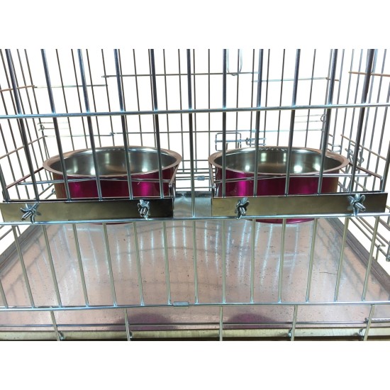 Pair of Dog Bowls for Crates/Cages or Pens, Large, 2.0 Litre, Pink Pair of Dog Bowls for Crates/Cages or Pens, Large, 2.0 Litre, Pink