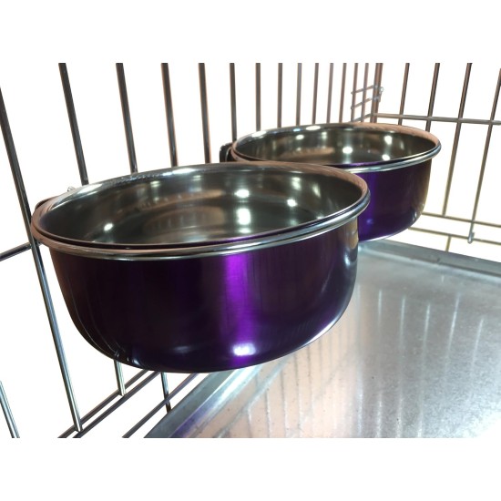 Pair of Dog Bowls for Crates/Cages or Pens, Large, 2.0 Litre, Pink Pair of Dog Bowls for Crates/Cages or Pens, Large, 2.0 Litre, Pink