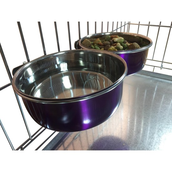 Pair of Dog Bowls for Crates/Cages or Pens, Large, 2.0 Litre, Pink Pair of Dog Bowls for Crates/Cages or Pens, Large, 2.0 Litre, Pink