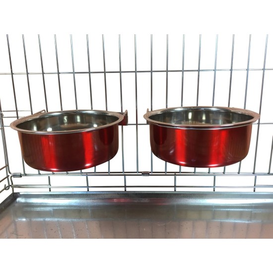 Pair of Dog Bowls for Crates/Cages or Pens, Large, 2.0 Litre, Pink Pair of Dog Bowls for Crates/Cages or Pens, Large, 2.0 Litre, Pink