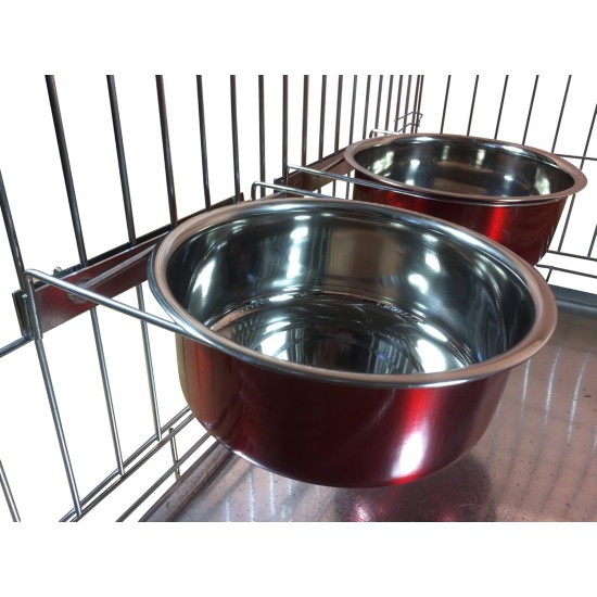 Pair of Dog Bowls for Crates/Cages or Pens, Large, 2.0 Litre, Pink Pair of Dog Bowls for Crates/Cages or Pens, Large, 2.0 Litre, Pink