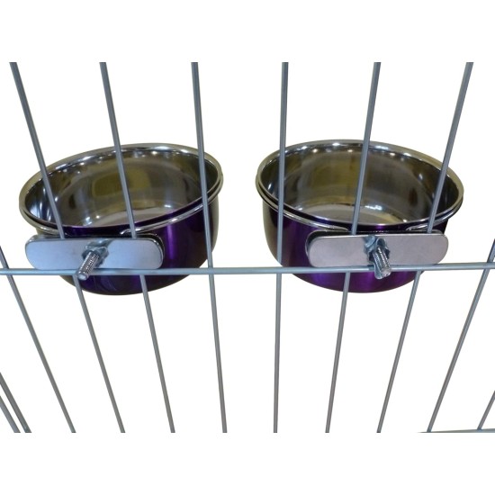 Pair of Dog Bowls for Crates/Cages or Pens, Large, 2.0 Litre, Pink Pair of Dog Bowls for Crates/Cages or Pens, Large, 2.0 Litre, Pink