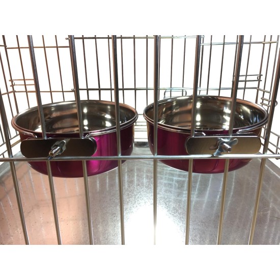Pair of Dog Bowls for Crates/Cages or Pens, Large, 2.0 Litre, Pink Pair of Dog Bowls for Crates/Cages or Pens, Large, 2.0 Litre, Pink