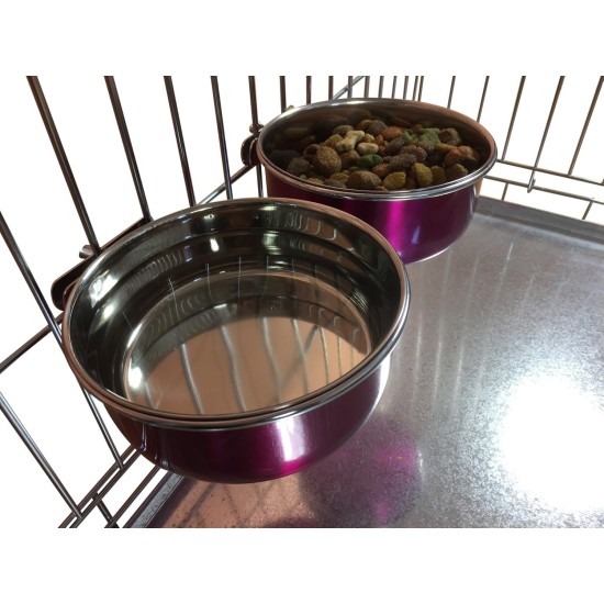 Pair of Dog Bowls for Crates/Cages or Pens, Large, 2.0 Litre, Pink Pair of Dog Bowls for Crates/Cages or Pens, Large, 2.0 Litre, Pink