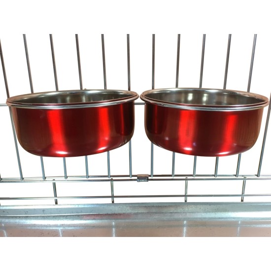 Pair of Dog Bowls for Crates/Cages or Pens, Large, 2.0 Litre, Pink Pair of Dog Bowls for Crates/Cages or Pens, Large, 2.0 Litre, Pink