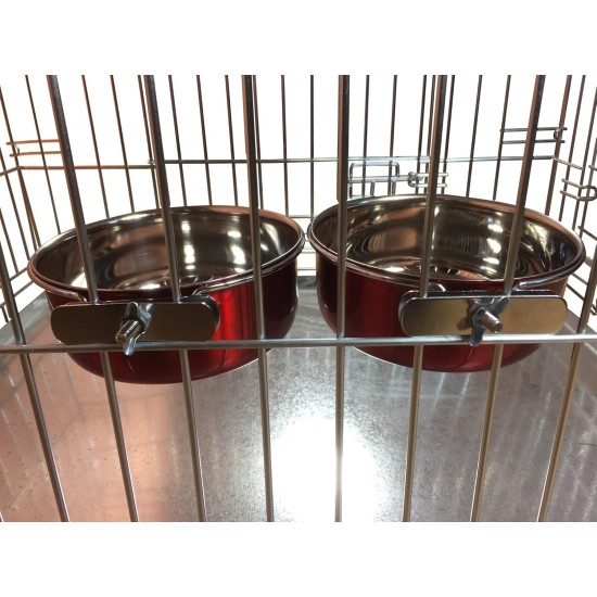 Pair of Dog Bowls for Crates/Cages or Pens, Large, 2.0 Litre, Pink Pair of Dog Bowls for Crates/Cages or Pens, Large, 2.0 Litre, Pink