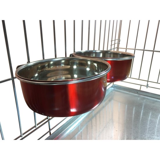 Pair of Dog Bowls for Crates/Cages or Pens, Large, 2.0 Litre, Pink Pair of Dog Bowls for Crates/Cages or Pens, Large, 2.0 Litre, Pink