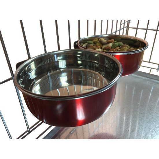 Pair of Dog Bowls for Crates/Cages or Pens, Large, 2.0 Litre, Pink Pair of Dog Bowls for Crates/Cages or Pens, Large, 2.0 Litre, Pink