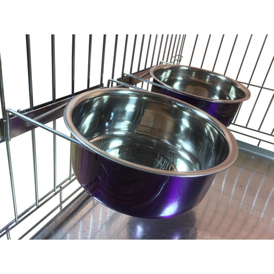 Pair of Dog Bowls for Crates/Cages or Pens, Large, 2.0 Litre, Pink Pair of Dog Bowls for Crates/Cages or Pens, Large, 2.0 Litre, Pink