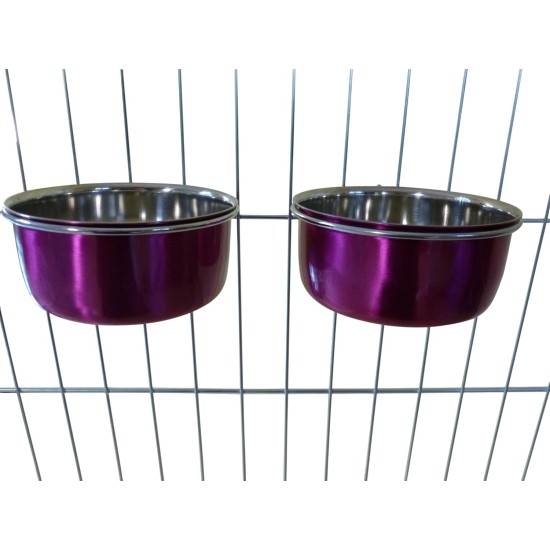 Pair of Dog Bowls for Crates/Cages or Pens, Large, 2.0 Litre, Pink Pair of Dog Bowls for Crates/Cages or Pens, Large, 2.0 Litre, Pink