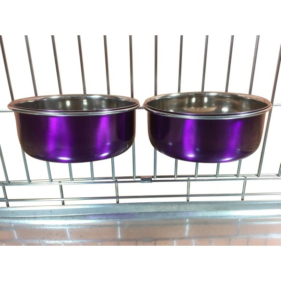 Pair of Dog Bowls for Crates/Cages or Pens, Large, 2.0 Litre, Pink Pair of Dog Bowls for Crates/Cages or Pens, Large, 2.0 Litre, Pink