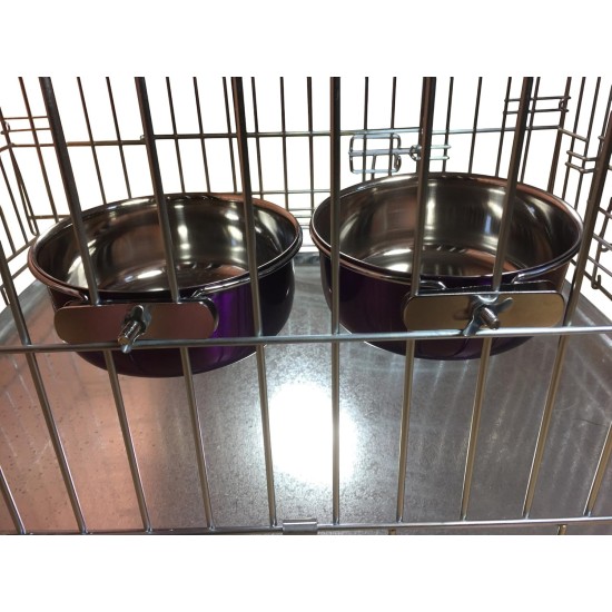 Pair of Dog Bowls for Crates/Cages or Pens, Large, 2.0 Litre, Pink Pair of Dog Bowls for Crates/Cages or Pens, Large, 2.0 Litre, Pink