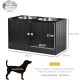 PawHut Dog Bowls, Raised Feeding Station with 2 Stainless Steel Bowls, Dog Bowl Stand with 44L Storage Space, Magnetic Doors, Feeding Bowl, Water Bowl for Large Dogs, White