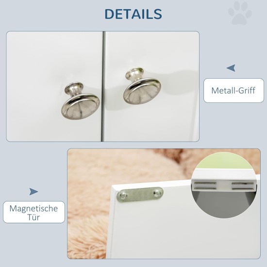 PawHut Dog Bowls, Raised Feeding Station with 2 Stainless Steel Bowls, Dog Bowl Stand with 44L Storage Space, Magnetic Doors, Feeding Bowl, Water Bowl for Large Dogs, White PawHut Dog Bowls, Raised Feeding Station with 2 Stainless Steel Bowls, Dog Bowl Stand with 44L Storage Space, Magnetic Doors, Feeding Bowl, Water Bowl for Large Dogs, White