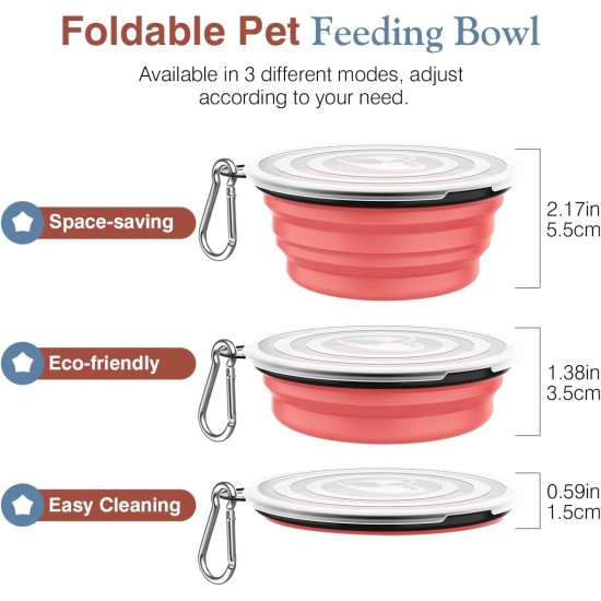 Pawaboo Foldable Dog Bowl, Pack of 2 450 ml Dog Travel Bowls, Portable Silicone Leak-Proof Drinking Bowl, Feeding Bowl with Lid and Carabiner for Dogs Cats Walks on the Go - Turquoise + Purple Pawaboo Foldable Dog Bowl, Pack of 2 450 ml Dog Travel Bowls, Portable Silicone Leak-Proof Drinking Bowl, Feeding Bowl with Lid and Carabiner for Dogs Cats Walks on the Go - Turquoise + Purple