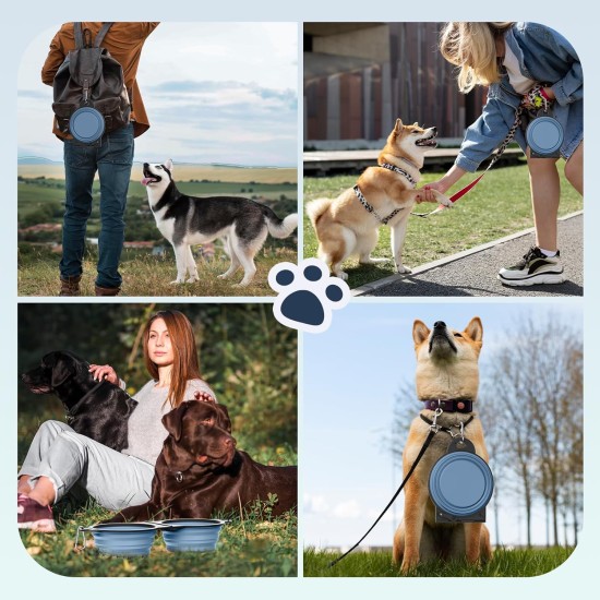 Pawaboo Foldable Dog Bowl, Pack of 2 450 ml Dog Travel Bowls, Portable Silicone Leak-Proof Drinking Bowl, Feeding Bowl with Lid and Carabiner for Dogs Cats Walks on the Go - Turquoise + Purple Pawaboo Foldable Dog Bowl, Pack of 2 450 ml Dog Travel Bowls, Portable Silicone Leak-Proof Drinking Bowl, Feeding Bowl with Lid and Carabiner for Dogs Cats Walks on the Go - Turquoise + Purple