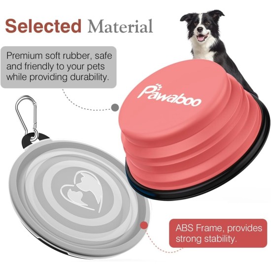 Pawaboo Foldable Dog Bowl, Pack of 2 450 ml Dog Travel Bowls, Portable Silicone Leak-Proof Drinking Bowl, Feeding Bowl with Lid and Carabiner for Dogs Cats Walks on the Go - Turquoise + Purple Pawaboo Foldable Dog Bowl, Pack of 2 450 ml Dog Travel Bowls, Portable Silicone Leak-Proof Drinking Bowl, Feeding Bowl with Lid and Carabiner for Dogs Cats Walks on the Go - Turquoise + Purple