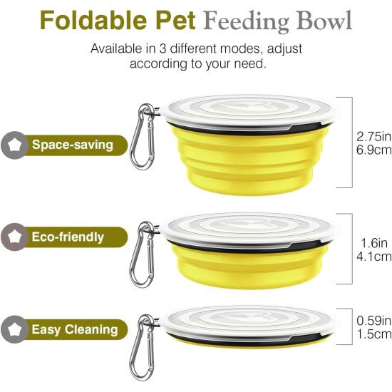 Pawaboo Foldable Dog Bowl, Pack of 2 450 ml Dog Travel Bowls, Portable Silicone Leak-Proof Drinking Bowl, Feeding Bowl with Lid and Carabiner for Dogs Cats Walks on the Go - Turquoise + Purple Pawaboo Foldable Dog Bowl, Pack of 2 450 ml Dog Travel Bowls, Portable Silicone Leak-Proof Drinking Bowl, Feeding Bowl with Lid and Carabiner for Dogs Cats Walks on the Go - Turquoise + Purple