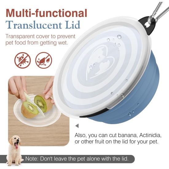 Pawaboo Foldable Dog Bowl, Pack of 2 450 ml Dog Travel Bowls, Portable Silicone Leak-Proof Drinking Bowl, Feeding Bowl with Lid and Carabiner for Dogs Cats Walks on the Go - Turquoise + Purple Pawaboo Foldable Dog Bowl, Pack of 2 450 ml Dog Travel Bowls, Portable Silicone Leak-Proof Drinking Bowl, Feeding Bowl with Lid and Carabiner for Dogs Cats Walks on the Go - Turquoise + Purple