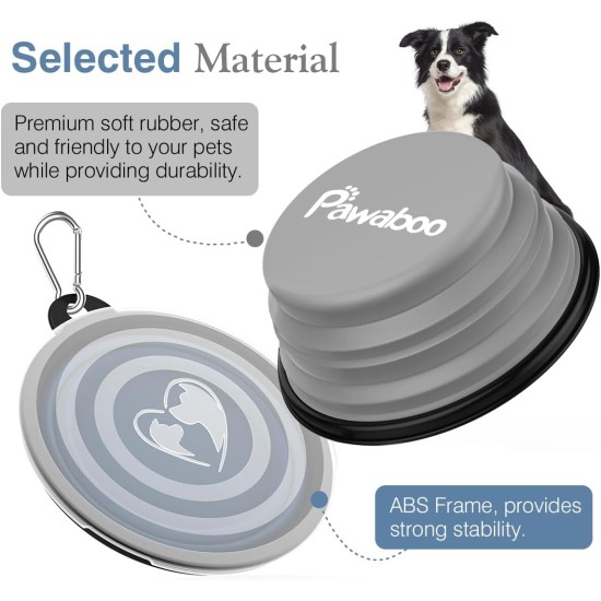 Pawaboo Foldable Dog Bowl, Pack of 2 450 ml Dog Travel Bowls, Portable Silicone Leak-Proof Drinking Bowl, Feeding Bowl with Lid and Carabiner for Dogs Cats Walks on the Go - Turquoise + Purple Pawaboo Foldable Dog Bowl, Pack of 2 450 ml Dog Travel Bowls, Portable Silicone Leak-Proof Drinking Bowl, Feeding Bowl with Lid and Carabiner for Dogs Cats Walks on the Go - Turquoise + Purple