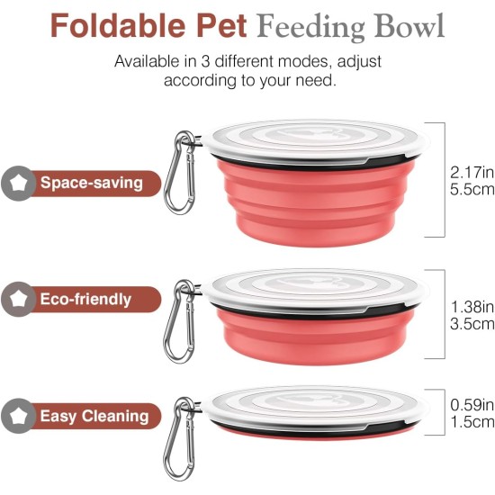 Pawaboo Foldable Dog Bowl, Pack of 2 450 ml Dog Travel Bowls, Portable Silicone Leak-Proof Drinking Bowl, Feeding Bowl with Lid and Carabiner for Dogs Cats Walks on the Go - Turquoise + Purple Pawaboo Foldable Dog Bowl, Pack of 2 450 ml Dog Travel Bowls, Portable Silicone Leak-Proof Drinking Bowl, Feeding Bowl with Lid and Carabiner for Dogs Cats Walks on the Go - Turquoise + Purple