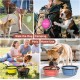 Pawaboo Foldable Dog Bowl, Pack of 2 450 ml Dog Travel Bowls, Portable Silicone Leak-Proof Drinking Bowl, Feeding Bowl with Lid and Carabiner for Dogs Cats Walks on the Go - Turquoise + Purple Pawaboo Foldable Dog Bowl, Pack of 2 450 ml Dog Travel Bowls, Portable Silicone Leak-Proof Drinking Bowl, Feeding Bowl with Lid and Carabiner for Dogs Cats Walks on the Go - Turquoise + Purple